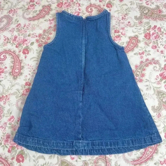 Vintage Maggie & Zoe Little Girl Baby Denim Dress Purple Flowers 18M - Picture 3 of 5
